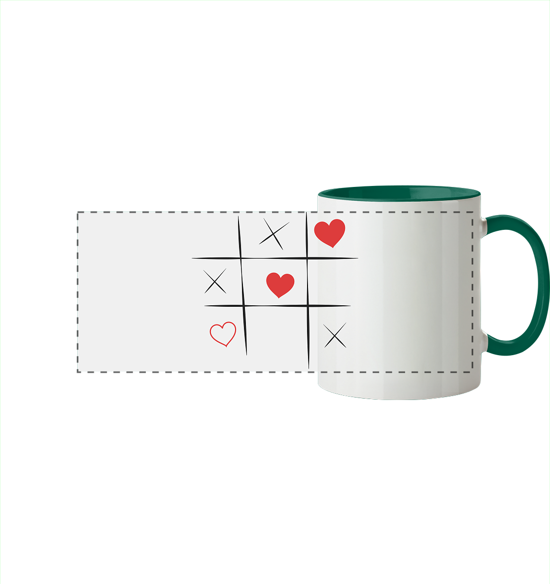 Tic-Tac-Love - Panorama Tasse zweifarbig