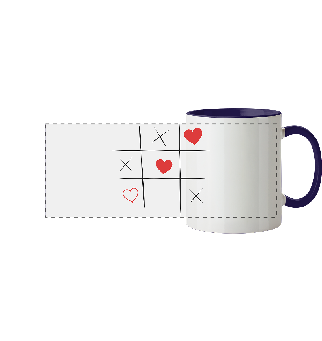 Tic-Tac-Love - Panorama Tasse zweifarbig