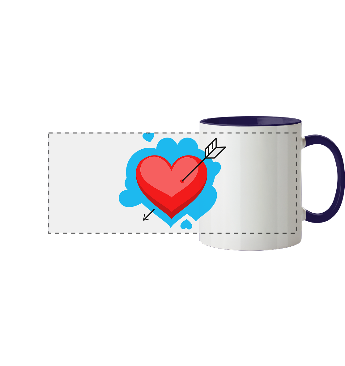 Heart - Panorama Tasse zweifarbig