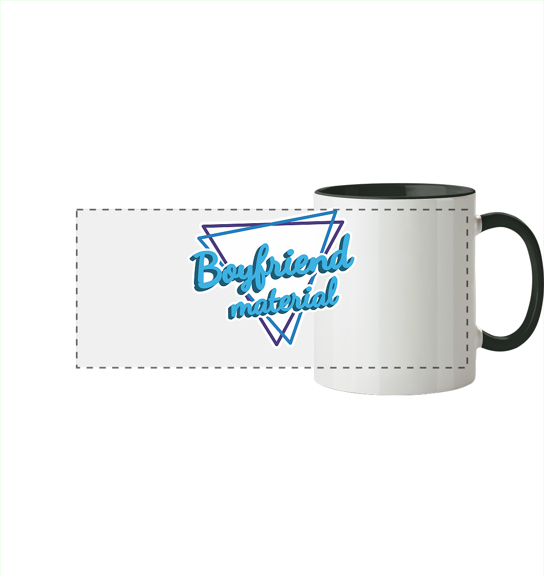 Boyfriend material - Panorama Tasse zweifarbig