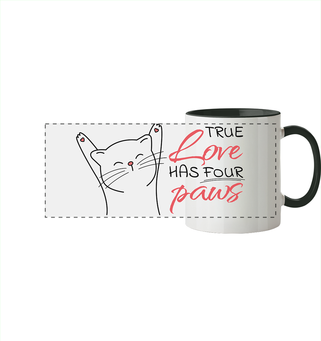 True Paw Love - Panorama Tasse zweifarbig