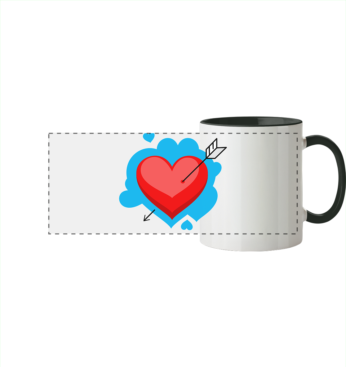 Heart - Panorama Tasse zweifarbig