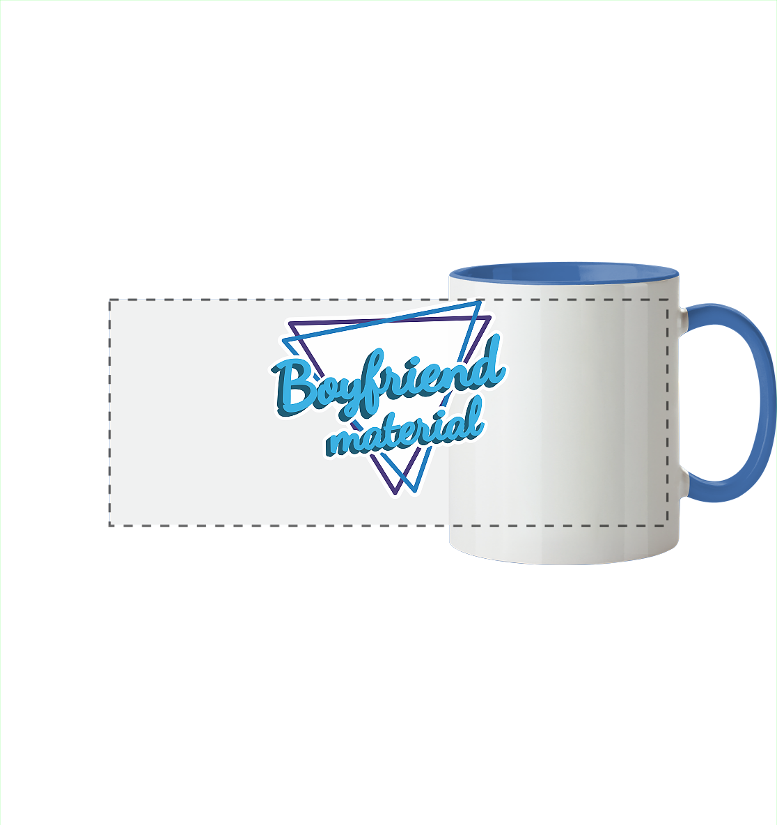 Boyfriend material - Panorama Tasse zweifarbig