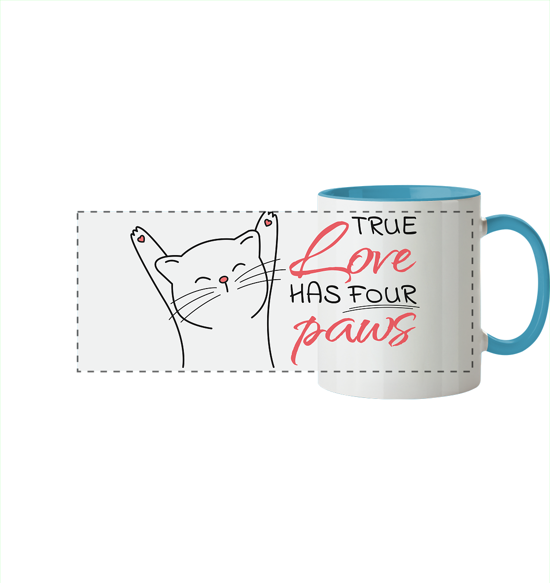 True Paw Love - Panorama Tasse zweifarbig