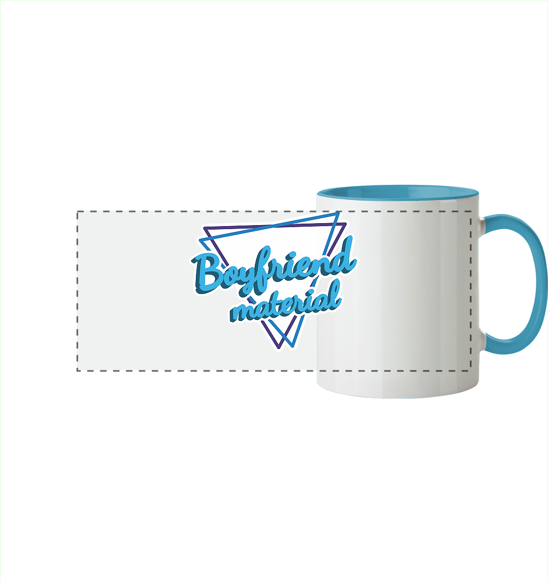 Boyfriend material - Panorama Tasse zweifarbig