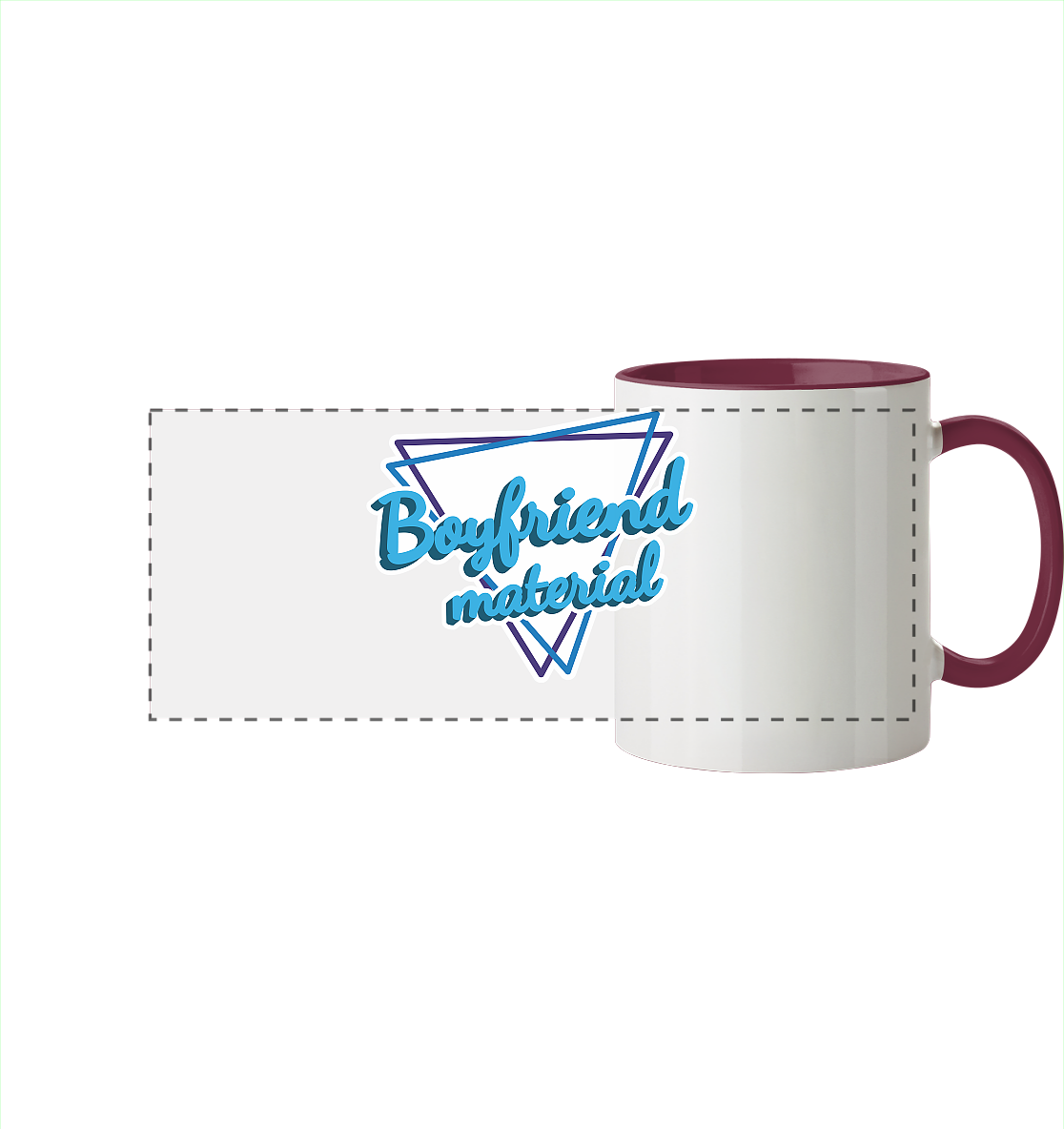 Boyfriend material - Panorama Tasse zweifarbig