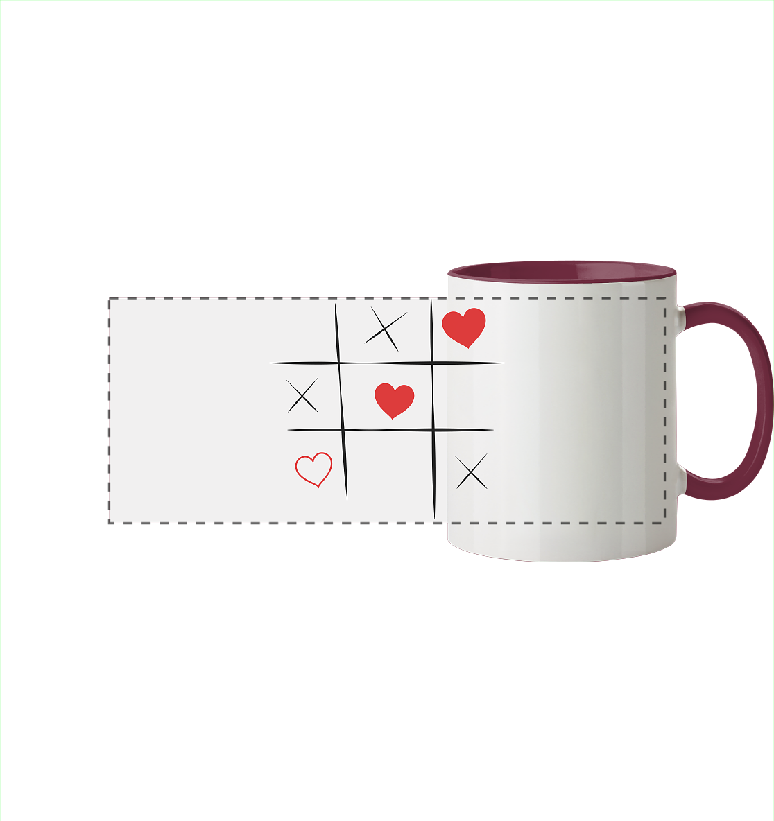 Tic-Tac-Love - Panorama Tasse zweifarbig