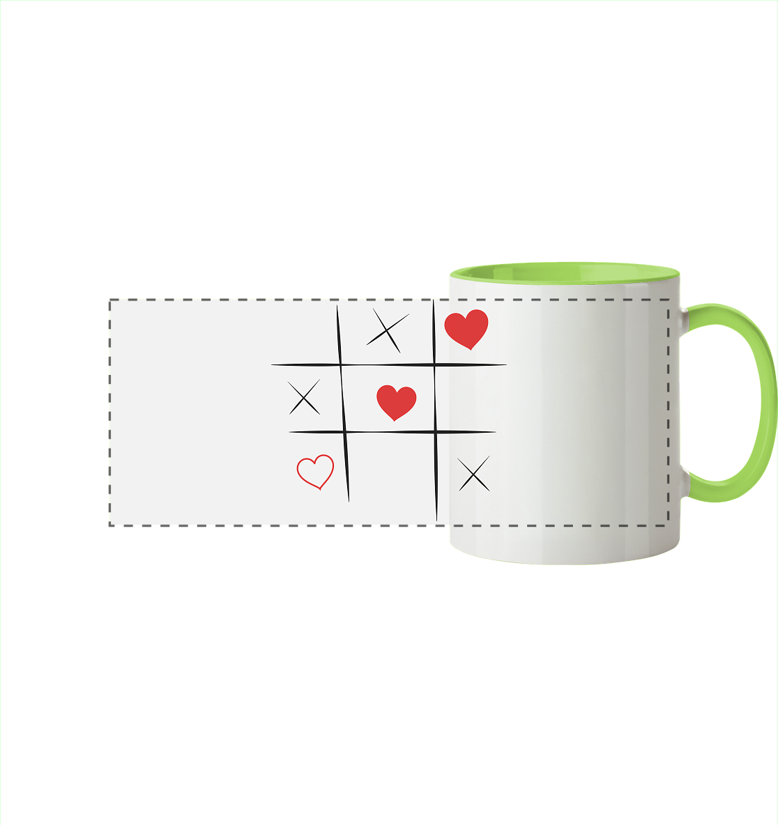 Tic-Tac-Love - Panorama Tasse zweifarbig