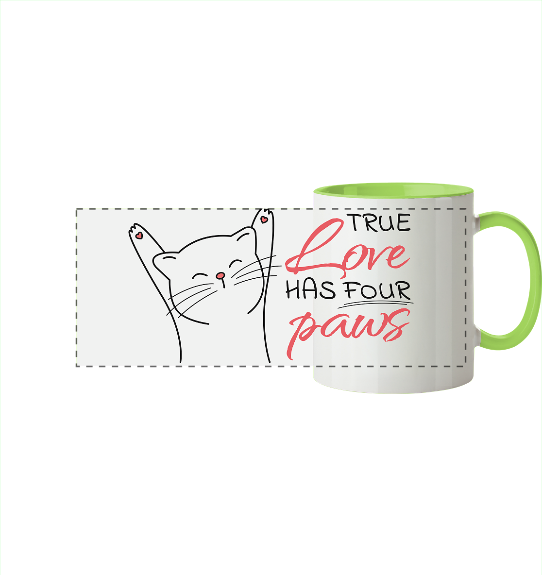 True Paw Love - Panorama Tasse zweifarbig