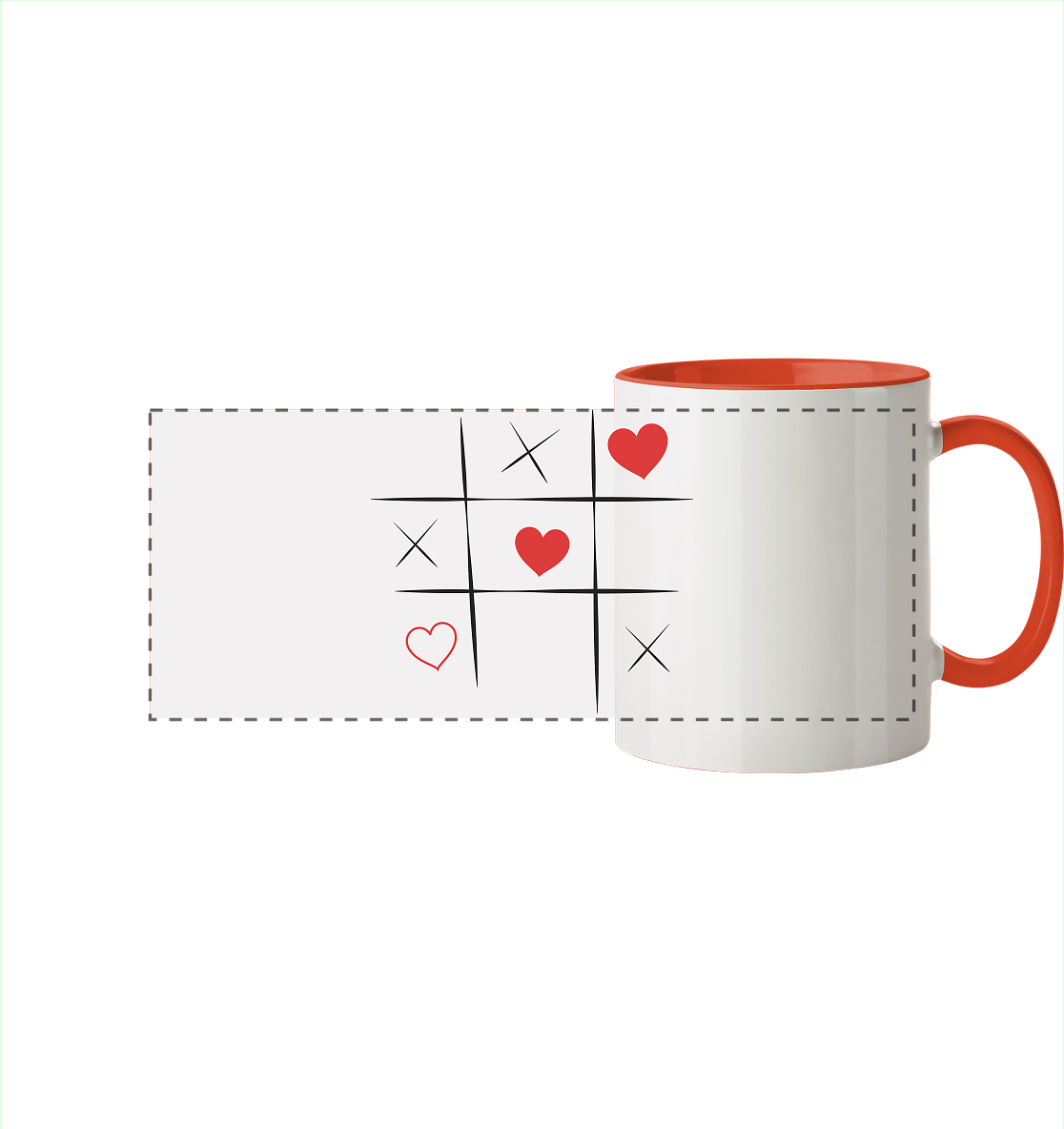 Tic-Tac-Love - Panorama Tasse zweifarbig