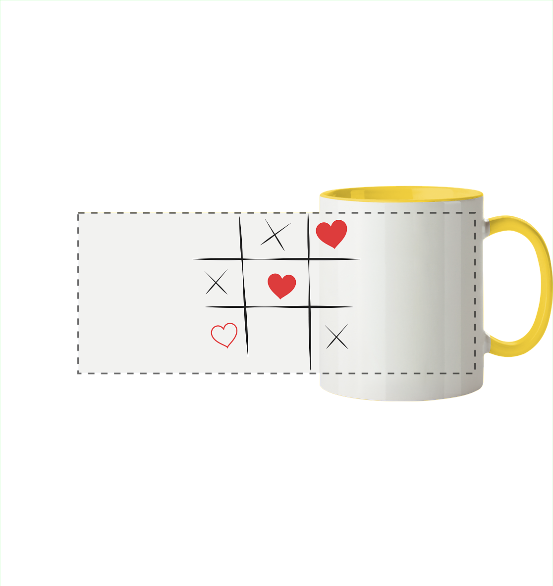 Tic-Tac-Love - Panorama Tasse zweifarbig