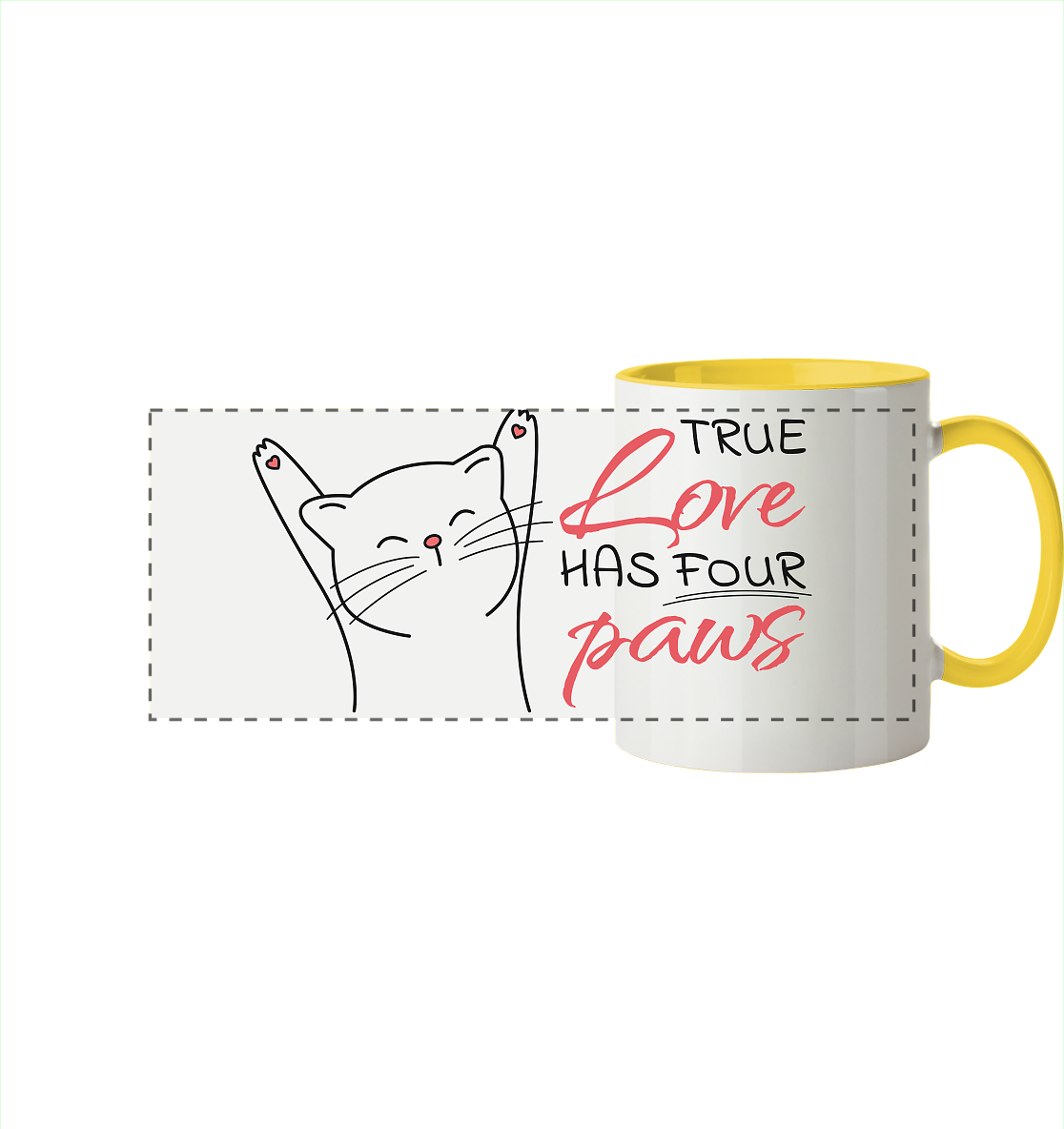 True Paw Love - Panorama Tasse zweifarbig